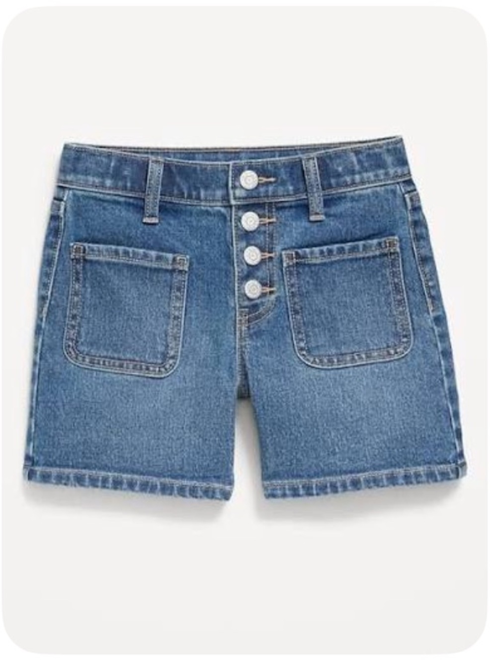 Old Navy High-Waist Medium Wash Blue Denim Shorts Patch Pockets 16 Girls Mariner